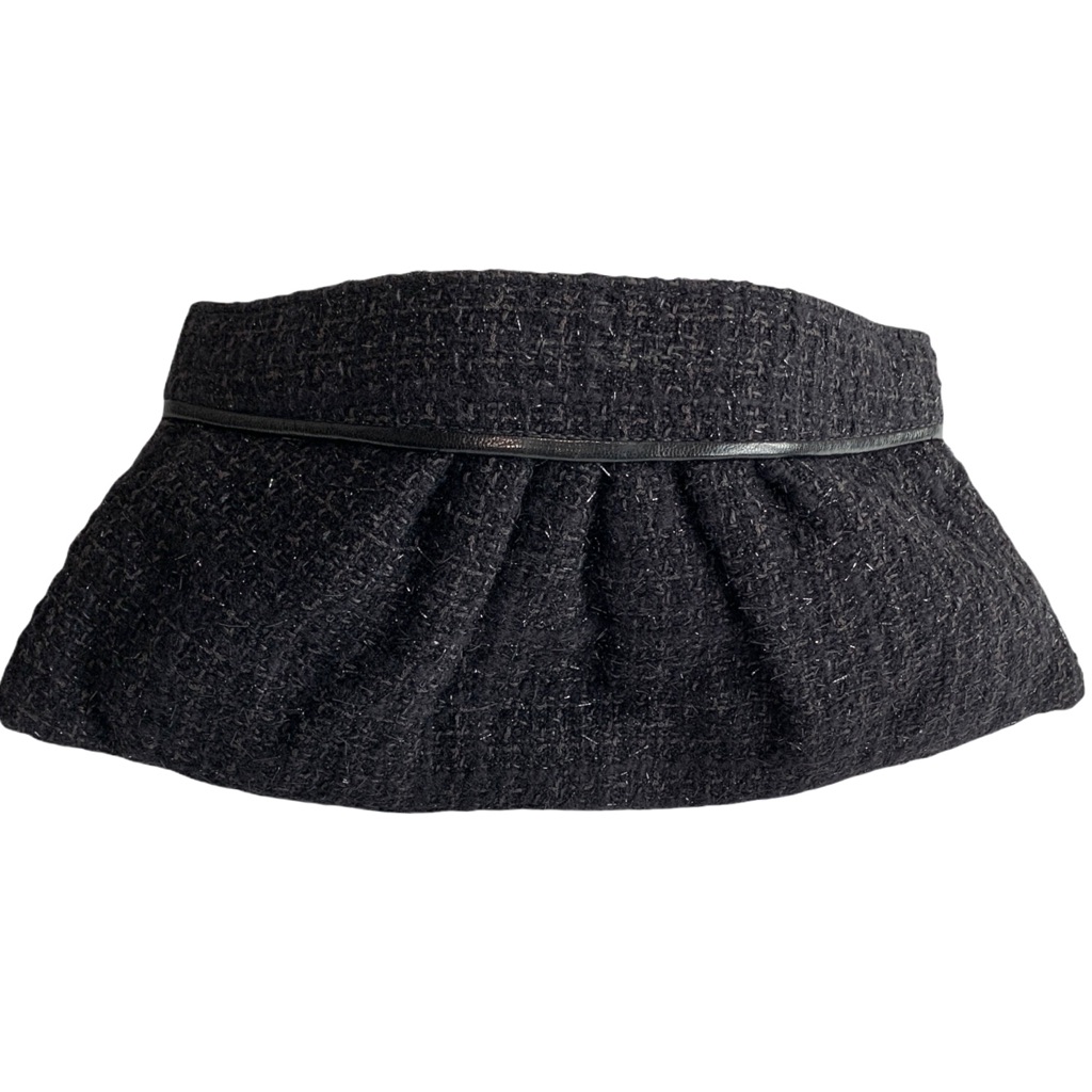 Lauren Merkin Clutch Black Gray Tweed Sparkle